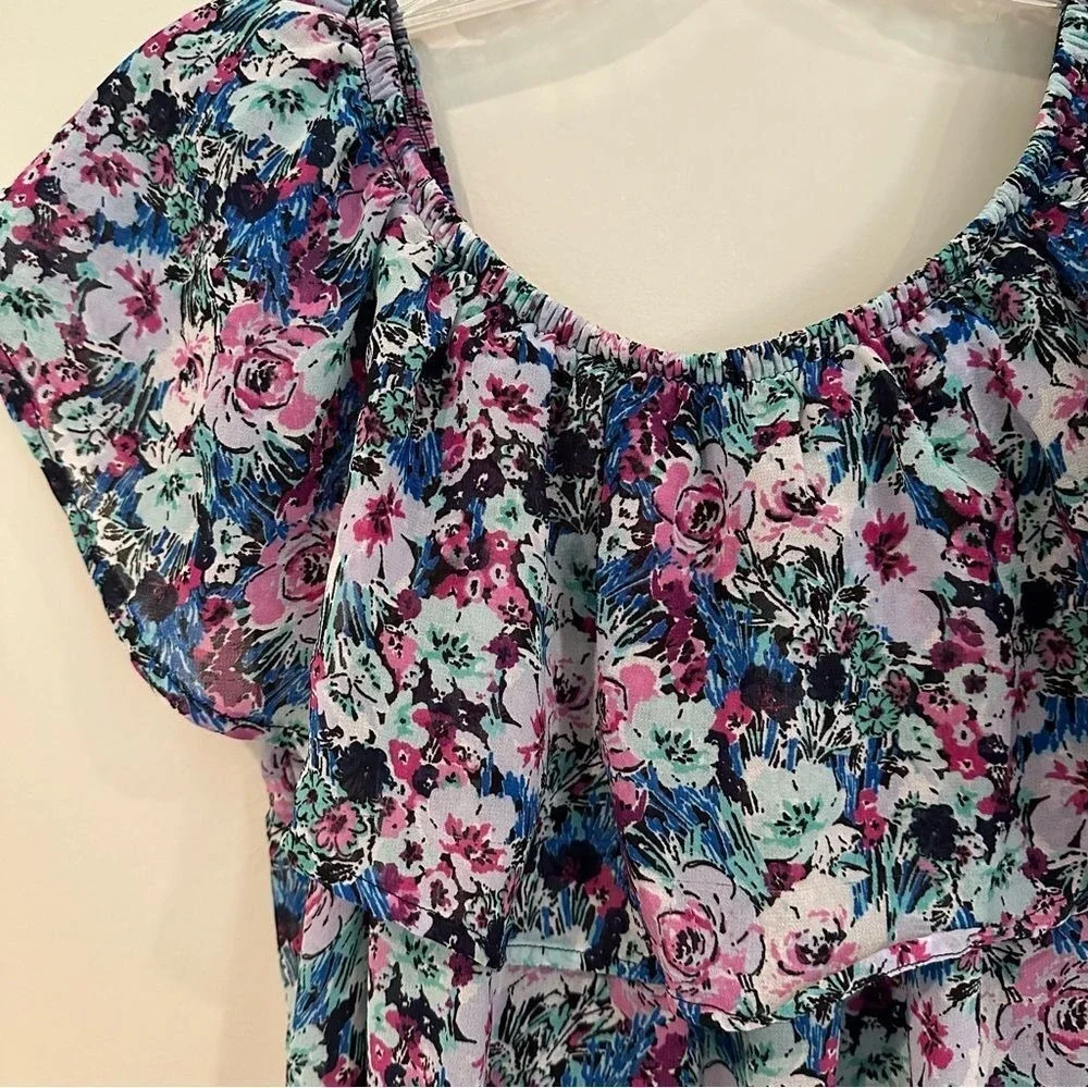 Speechless Floral Off The Shoulder Ruffle Mini Dress Womens XS Coquette Babydoll